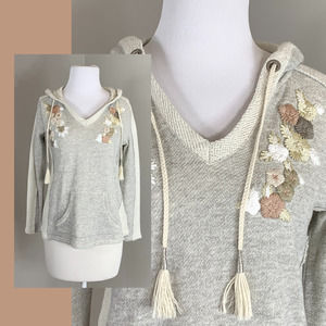 Style & Co Shabby Chic Rustic Luxury Coastal Boho Hoodie Embroidered Tassle 0-2